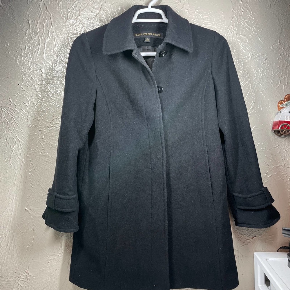 Fleet Street Wool Womens Button Up Collar Wool‎ Blend Single Vent Coat Sz Small
